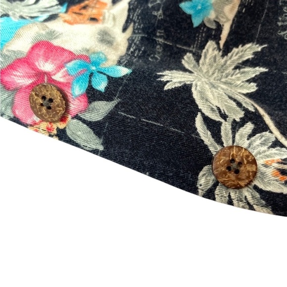 Havana Jacks Cafe Button Up Shirt Hawaiian Vacation Palms & Flowers Vintage - Picture 9 of 9